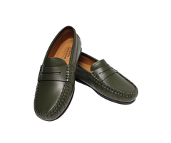 Atlanta Mocasin 32G Green Leather Penny Loafer