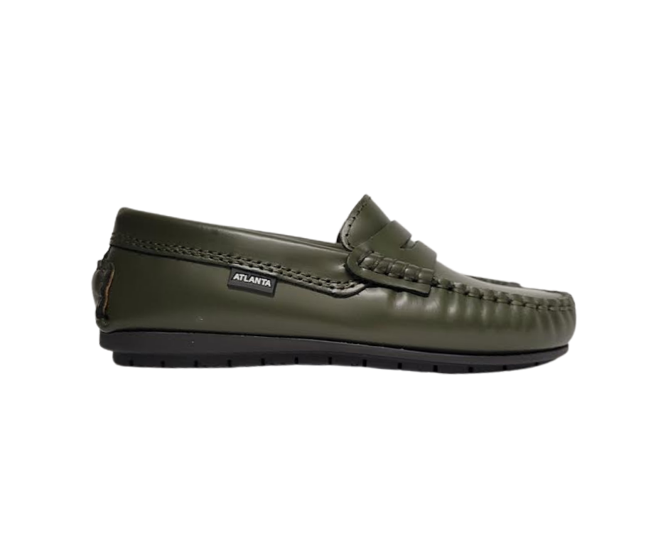 Atlanta Mocasin 32G Green Leather Penny Loafer