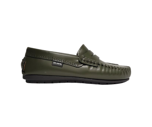 Atlanta Mocasin 32G Green Leather Penny Loafer