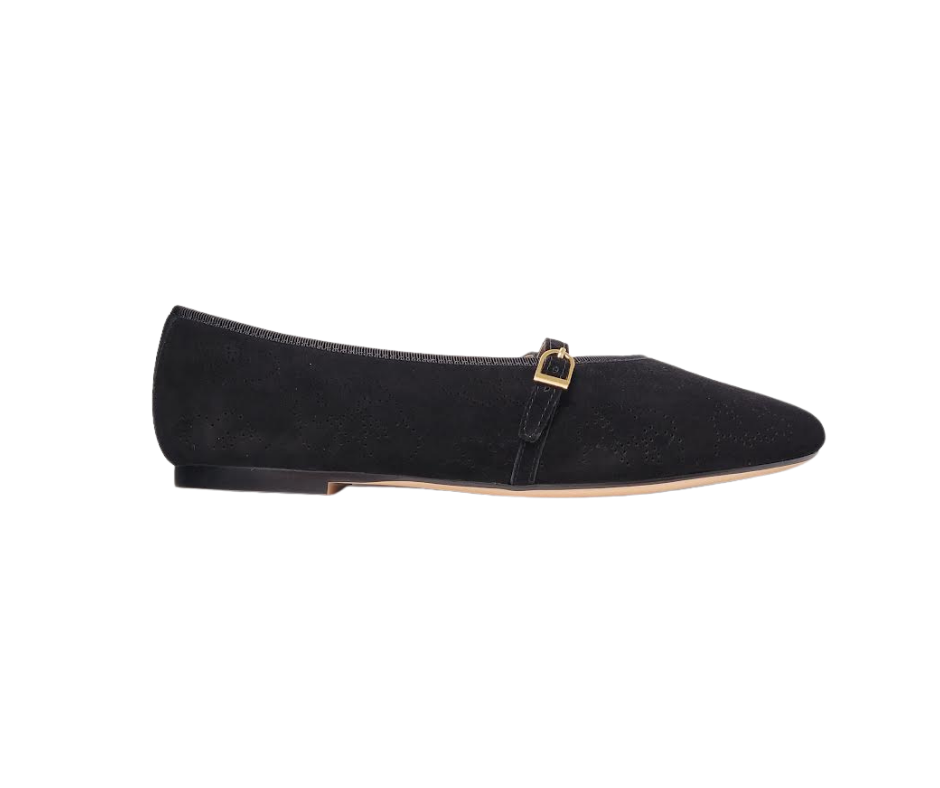Viviamos Britt F Ladies Black Suede Flats