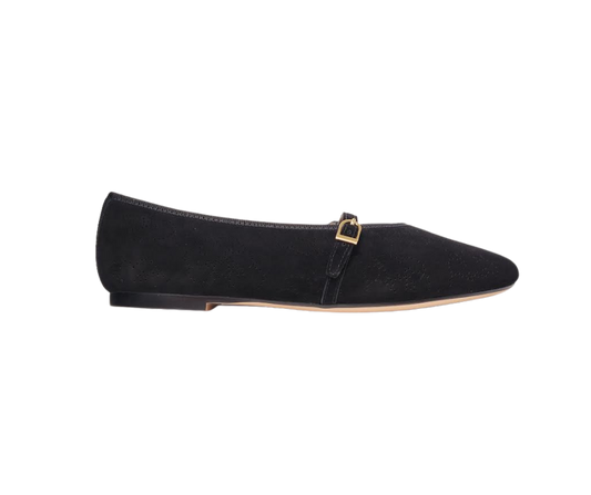 Viviamos Britt F Ladies Black Suede Flats