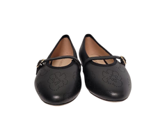 Viviamos Britt F Ladies Black Leather Flats