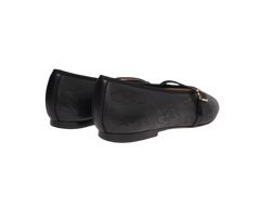 Viviamos Britt F Ladies Black Leather Flats