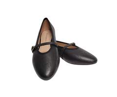 Viviamos Britt F Ladies Black Leather Flats
