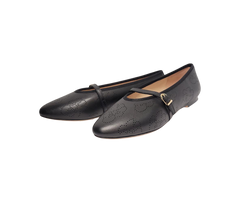 Viviamos Britt F Ladies Black Leather Flats