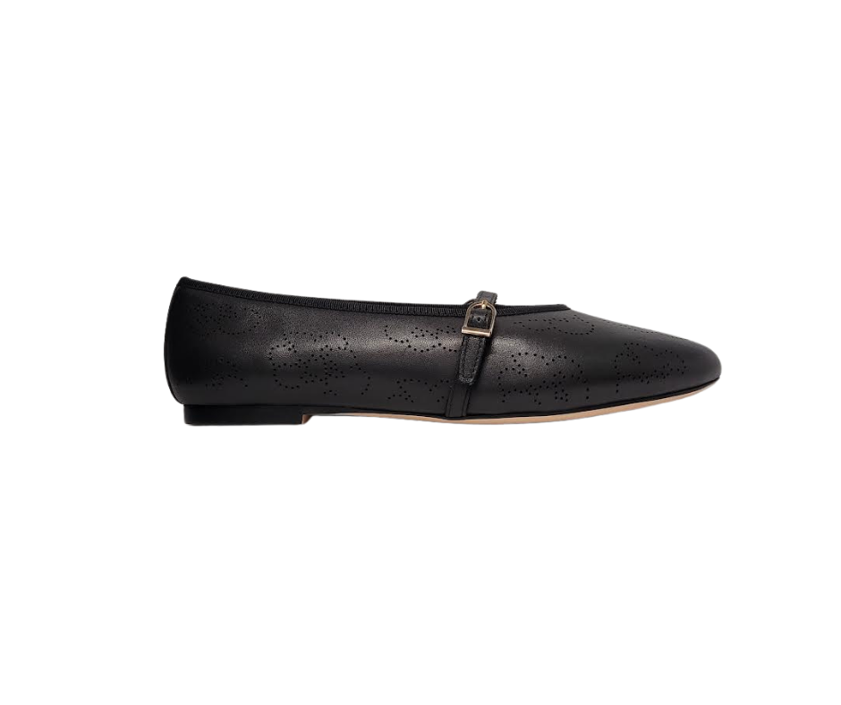 Viviamos Britt F Ladies Black Leather Flats