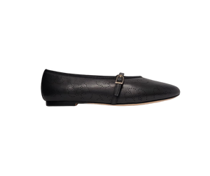 Viviamos Britt F Ladies Black Leather Flats
