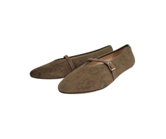 Viviamos Britt F Ladies Taupe Suede Flats