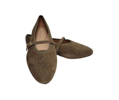 Viviamos Britt F Ladies Taupe Suede Flats