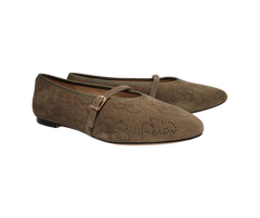 Viviamos Britt F Ladies Taupe Suede Flats