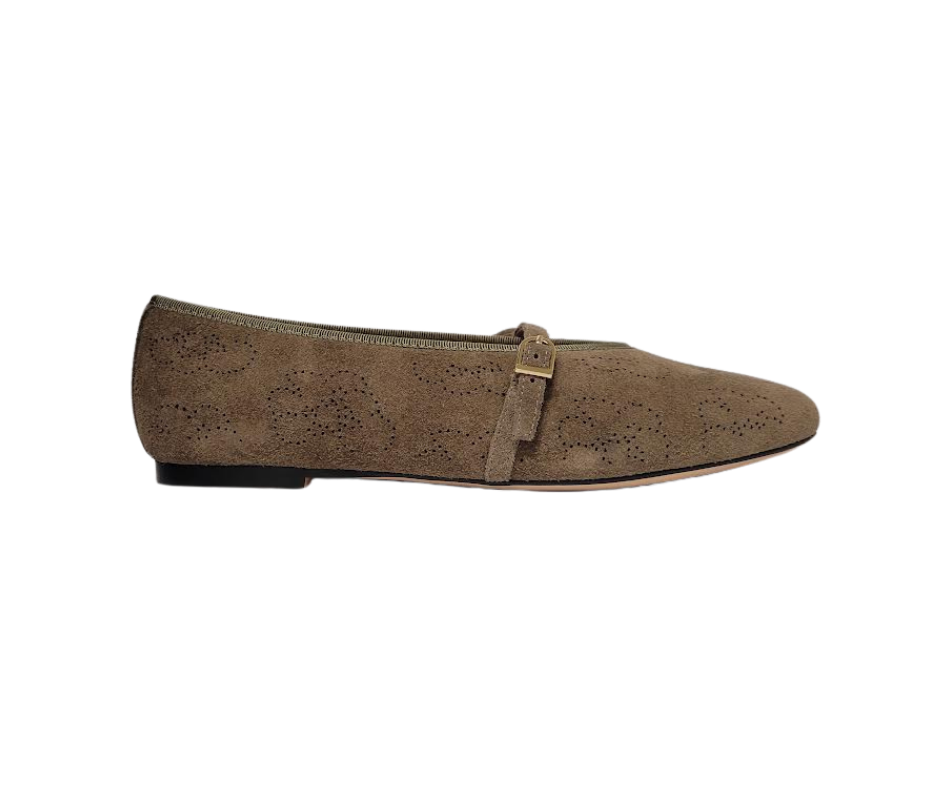 Viviamos Britt F Ladies Taupe Suede Flats