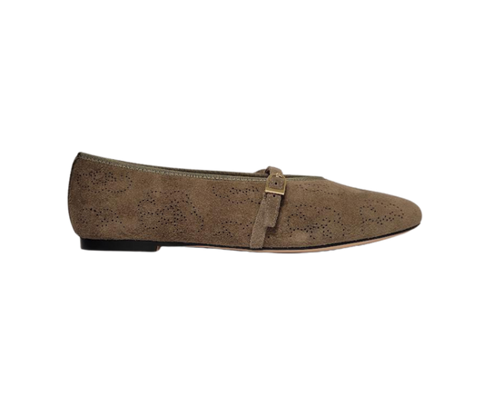 Viviamos Britt F Ladies Taupe Suede Flats