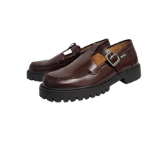 Atlanta Mocasin 734K Girls Bugundy Aurea T-strap Loafer