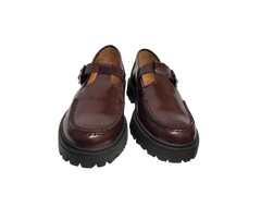 Atlanta Mocasin 734K Girls Bugundy Aurea T-strap Loafer