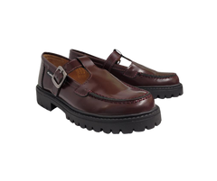 Atlanta Mocasin 734K Girls Bugundy Aurea T-strap Loafer