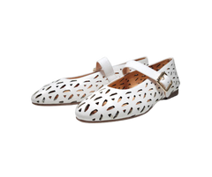 Ralph Migel Alia Ladies White Perforated Mary Jane