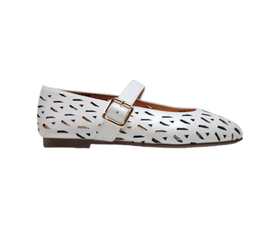 Ralph Migel Alia Ladies White Perforated Mary Jane
