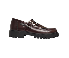 Atlanta Mocasin 734K Girls Bugundy Aurea T-strap Loafer