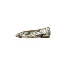 RALPH MIGEL BLACK AND GOLD MARBLE LEATHER FLAT