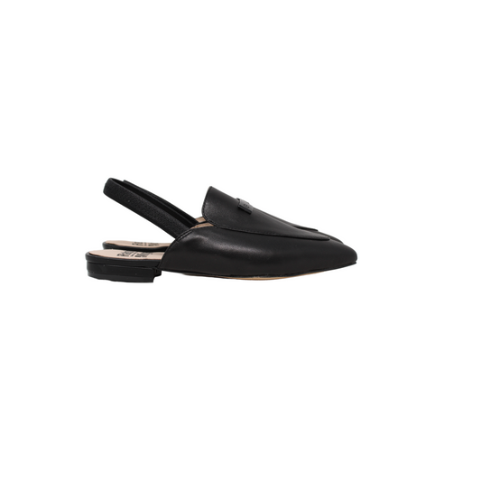 RALPH MEGEL BLACK LEATHER PIONTY SLINGBACK