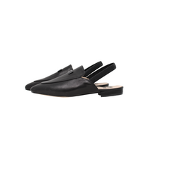 RALPH MEGEL BLACK LEATHER PIONTY SLINGBACK