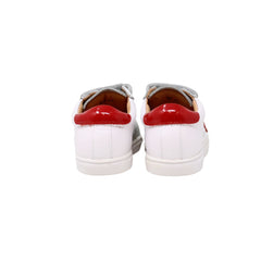 GIOVANNI WHITE SNEAKER WITH RED STARS AND SPARKLE SILVER TIP