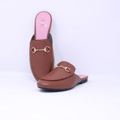 Esporre Pelz Ladies Camel Leather Slippers - Frankel's Designer Shoes