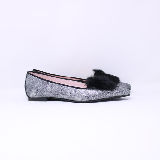 Euforia 530 Ladies Pewter Pointy Flats - Frankel's Designer Shoes