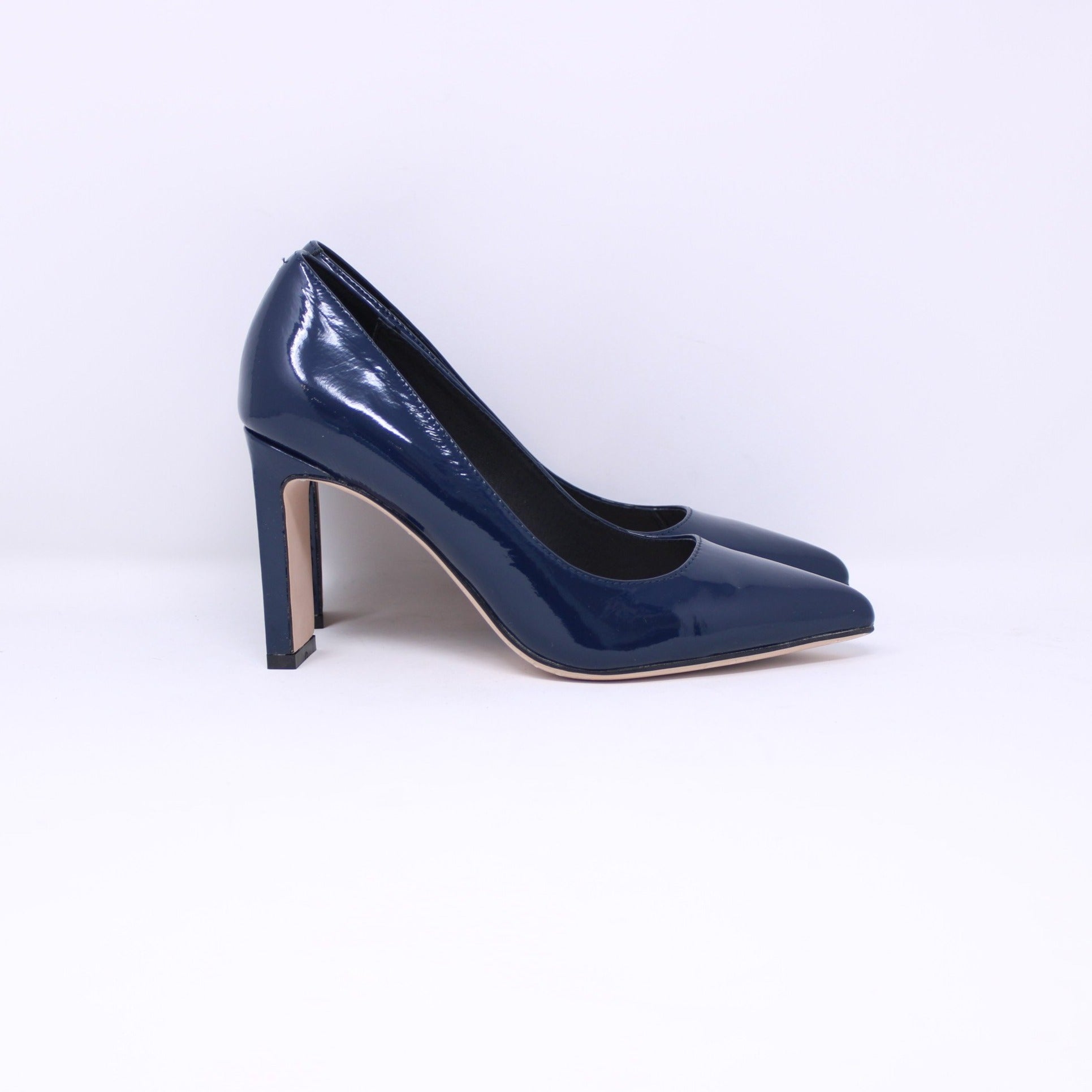 Melyann Great Ladies Navy Patent Heel Dress Shoes - Frankel's Designer Shoes