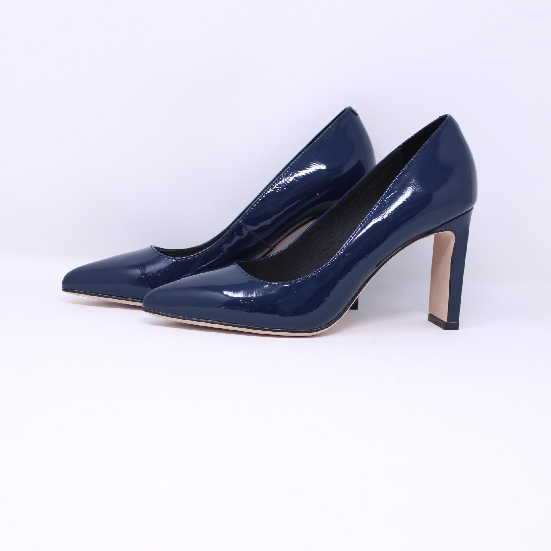 navy blue womens dress shoes Melyann Great Ladies Navy Patent Heel Dress Shoes – Frankel's Designer Shoes