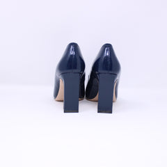 Melyann Great Ladies Navy Patent Heel Dress Shoes - Frankel's Designer Shoes