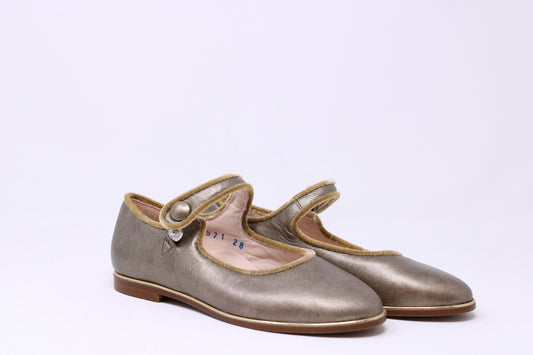 Beberlis Girls 21571 Premium Leather Dressy Mary Janes with Velvet Piping - Frankel's Designer Shoes