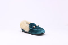 Little Legends Kids Slipper Green Velvet Loafer