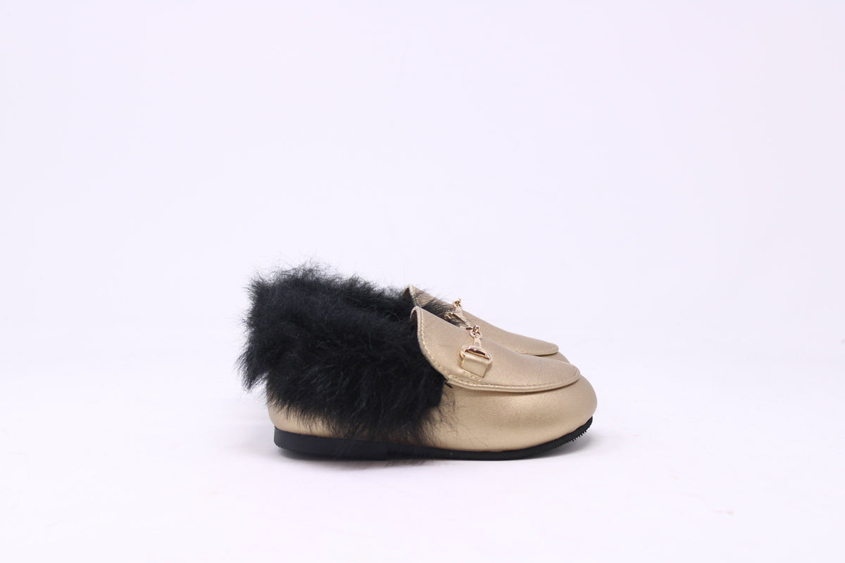 Little Legends Kids Slipper Gold Leather Loafer