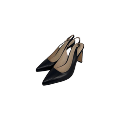 Viviamos Sage Sling Ladies Medium 2.5 IN. Black Leather Wafer Heel