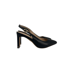 Viviamos Sage Sling Ladies Medium 2.5 IN. Black Leather Wafer Heel