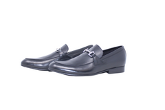 ATLANTA MOCASSIN BLACK LEATHER BUCKLE DRESS SHOE