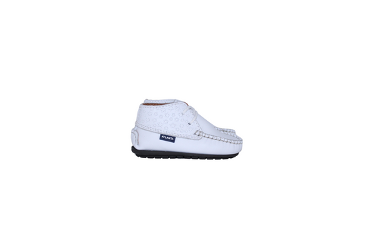 Atlanta Mocassin White Leather with Star Baby bootie