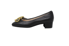 Ralph Migel Ladies Amazon Leather Low Heels with Gold Ornament