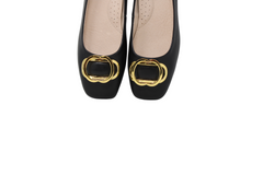 Ralph Migel Ladies Amazon Leather Low Heels with Gold Ornament