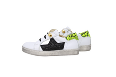 BLU BLONC WHITE AND BLACK SNEAKER WITH GREEN END TIP