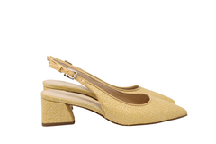 FRANCOSARTO NATURAL SLINGBACK LOW HEEL