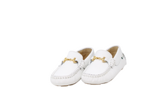 FASCANI WHITE WITH GOLD CHAIN LOAFER