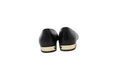 Ruth Secret 3415 Ladies Black Leather with Gold Heel Dress Shoe