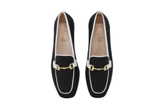 BEBERLIS CELIA BLACK/WHITE FABRIC LOAFER WITH CHAIN