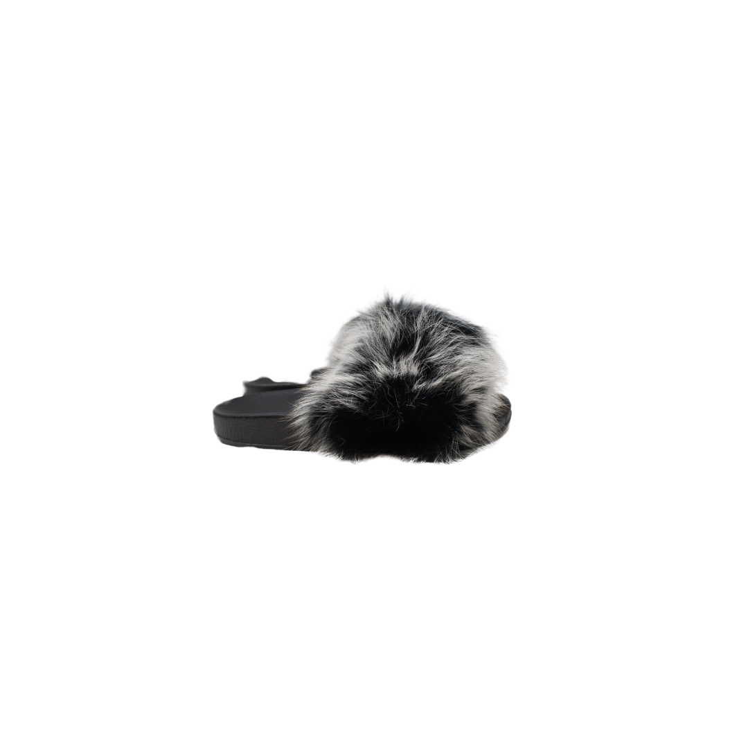 GND 25M Ladies Black/Grey Fur Slides