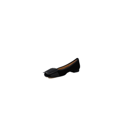 FSNY Classic Ladies Black Velvet 1 Inch Low Heel