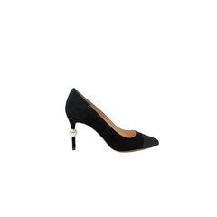 Viviamos Elm Ladies Black Suede 3.5 Inch High Heel