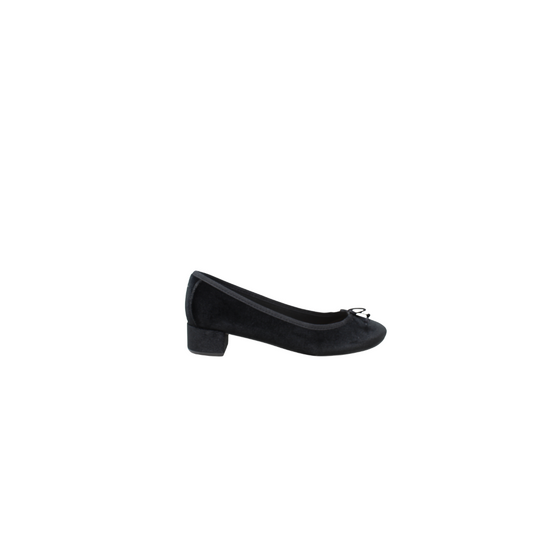 Menina 71N Ladies Black Velvet 1 Inch Low Heel