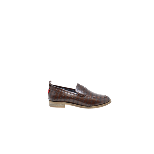 Esporre Gina Ladies Brown Croc Leather Loafer